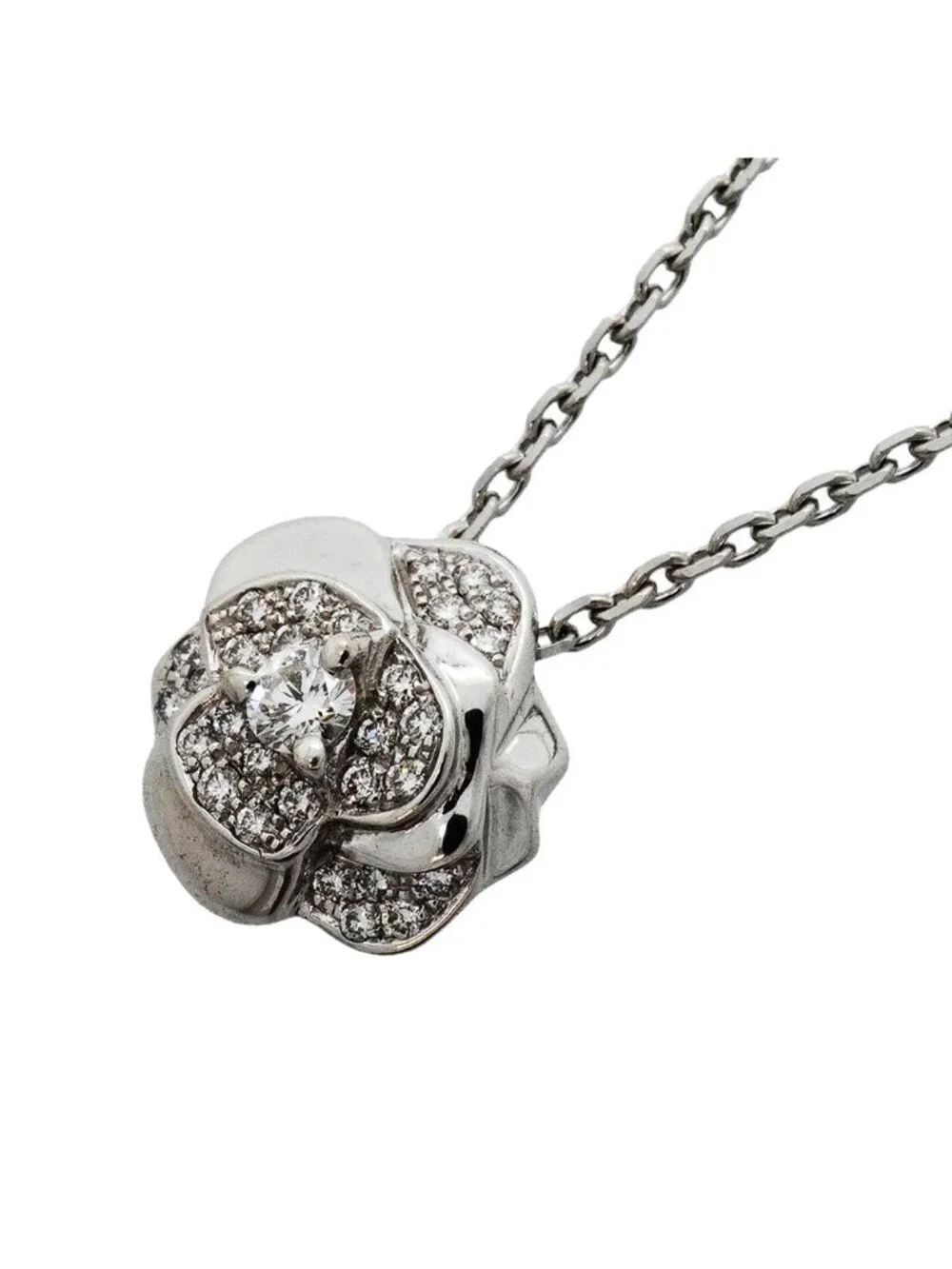 Chanel Necklace Camellia 18K White Gold Diamond
